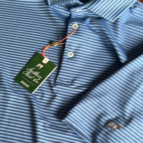 Southern Point Men's Blue Striped Performance Polo Shirt - Picture 6 of 8